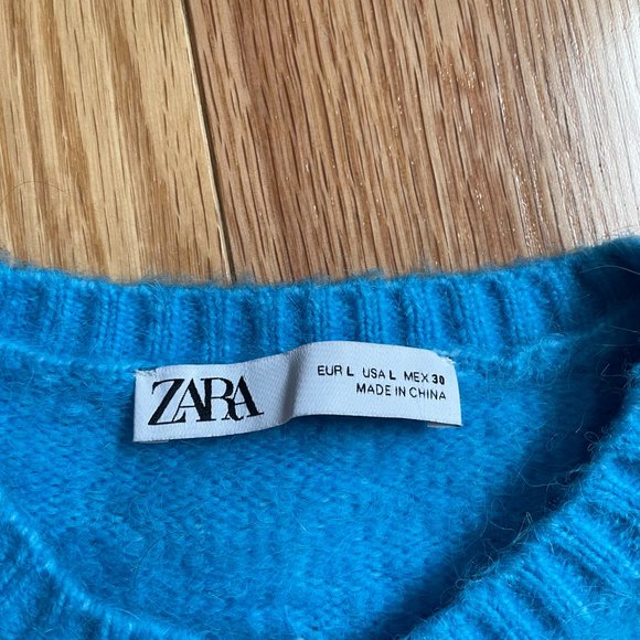 NWOT Bright Blue Zara Mohair Sweater, Size L - Picture 3 of 4
